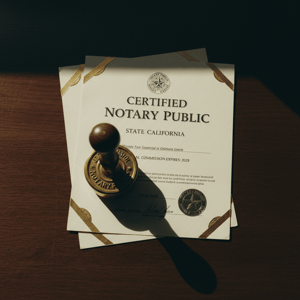Official notary seal and professional credentials